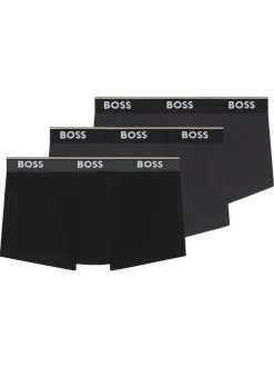 Lot de 3 Boxers classique en coton anthracite uni à taille élastiquée