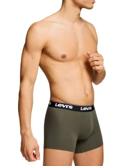 Lot de 3 boxers classique en coton kaki et noir uni avec logo
