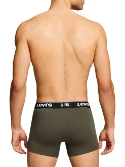 Lot de 3 boxers classique en coton kaki et noir uni avec logo