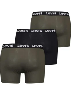 Lot de 3 boxers classique en coton kaki et noir uni avec logo