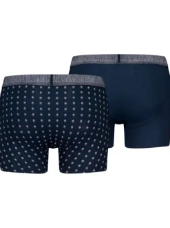 Lot de 2 Boxers classique en coton marine uni avec taille élastiquée