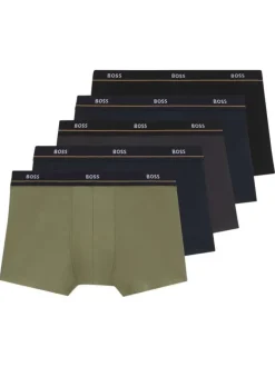 Lot de 5 boxers classique en coton multicolore uni avec une coupe fermée