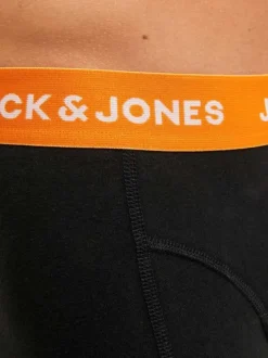 Lot de 3 Boxers classique en coton noirs unis coupe fermée et ceinture colorée