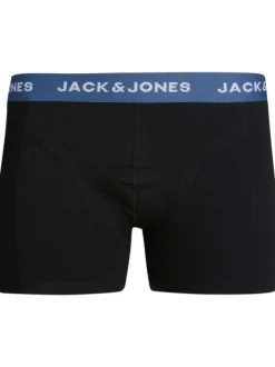 Lot de 3 Boxers classique en coton noirs unis coupe fermée et ceinture colorée