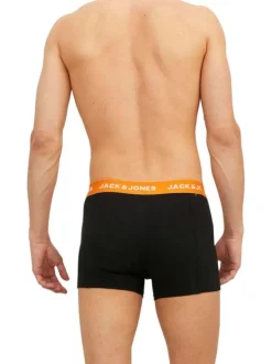 Lot de 3 Boxers classique en coton noirs unis coupe fermée et ceinture colorée