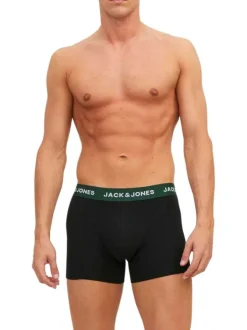 Lot de 3 Boxers classique en coton noirs unis coupe fermée et ceinture colorée
