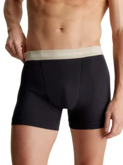 Lot de 3 Boxers classique en coton noir uni avec nom de la marque