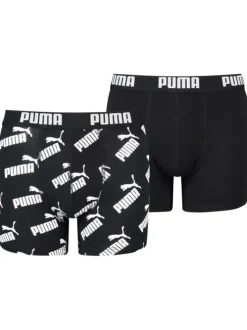 Lot de 2 boxers classique en coton noir uni et logotypé