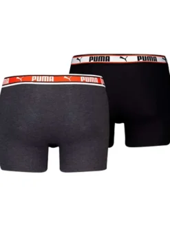 Lot de 2 Boxers classique en coton uni noir et gris avec taille élastiquée