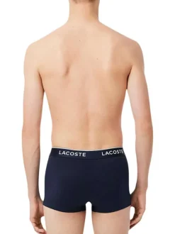 Lot de 3 boxers classiques bleus nuit en coton unis à ceinture tricolore