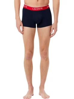 Lot de 3 boxers classiques bleus nuit en coton unis à ceinture tricolore