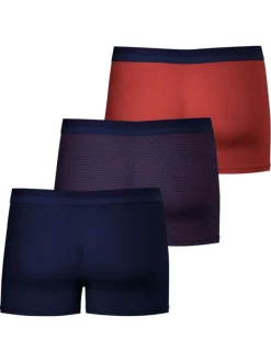 Lot de 3 boxers classiques en coton bicolores à motifs et à ceinture élastiquée