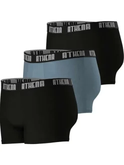 Lot de 3 boxers classiques en coton bicolores unis avec le nom de la marque