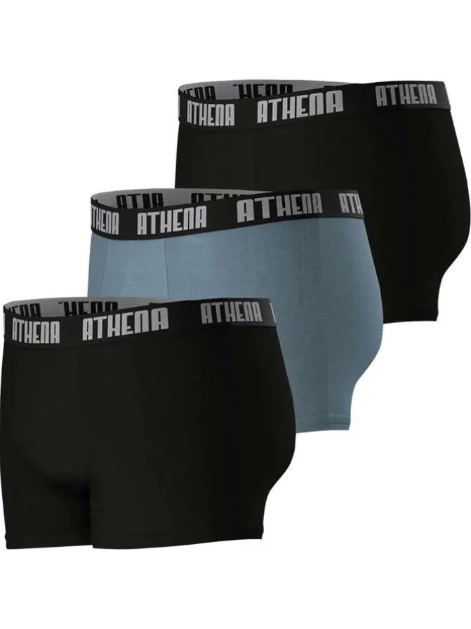 Lot de 3 boxers classiques en coton bicolores unis avec le nom de la marque