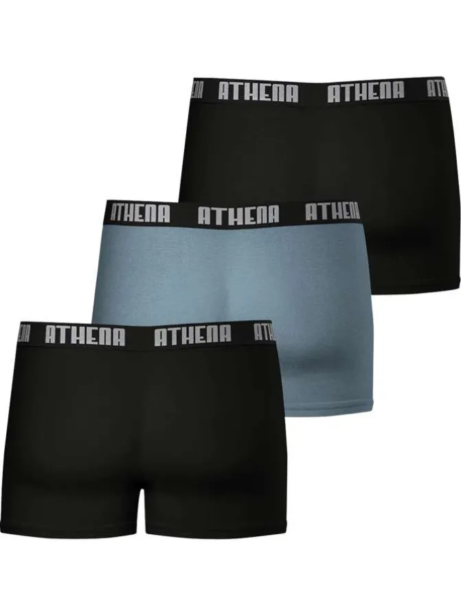 Lot de 3 boxers classiques en coton bicolores unis avec le nom de la marque