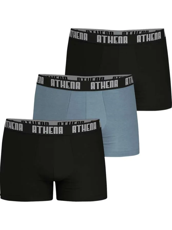 Lot de 3 boxers classiques en coton bicolores unis avec le nom de la marque