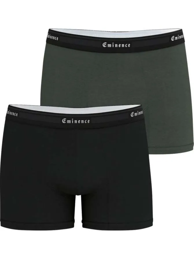 Lot de 2 boxers classiques en coton bicolores unis avec le nom de la marque