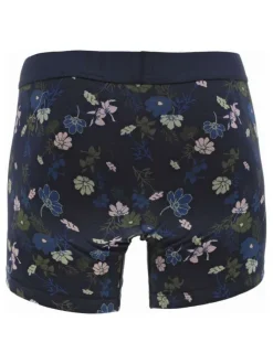 Lot de 2 boxers classiques en coton bleus marine fleuris à ceinture élastiquée