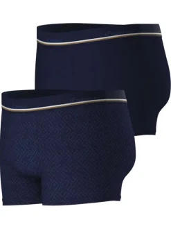 Lot de 2 boxers classiques en coton bleus marine à imprimé monogrammes