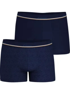 Lot de 2 boxers classiques en coton bleus marine à imprimé monogrammes