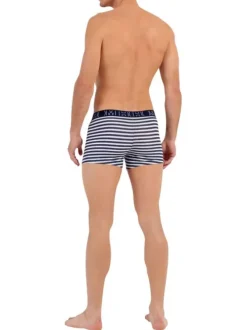 Lot de 3 boxers classiques en coton bleus marine rayés et à coupe fermée