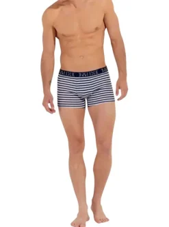 Lot de 3 boxers classiques en coton bleus marine rayés et à coupe fermée