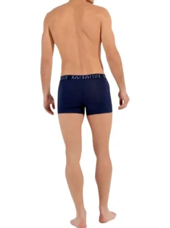 Lot de 3 boxers classiques en coton bleus marine rayés et à coupe fermée