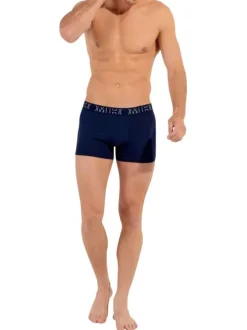 Lot de 3 boxers classiques en coton bleus marine rayés et à coupe fermée