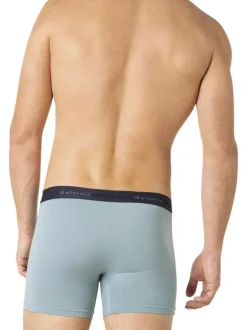 Lot de 3 boxers classiques en coton bleus unis avec le nom de la marque