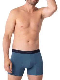 Lot de 3 boxers classiques en coton bleus unis avec le nom de la marque