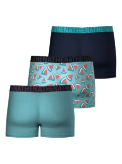 Lot de 3 boxers classiques en coton bleus unis et imprimés à coupe fermée