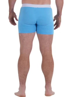 Lot de 2 boxers classiques en coton bleu unis avec une coupe fermée