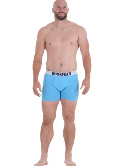 Lot de 2 boxers classiques en coton bleu unis avec une coupe fermée