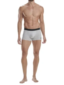 Lot de 3 boxers classiques en coton gris unis avec coupe fermée et élastiqués