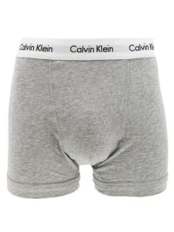 Lot de 3 Boxers classiques en coton gris unis coupe fermée avec ceinture blanche
