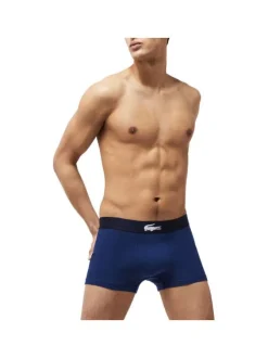 Lot de 3 boxers classiques en coton marine, gris et bleu coupe fermée