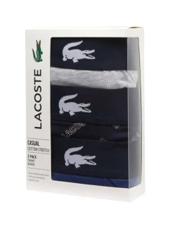 Lot de 3 boxers classiques en coton marine, gris et bleu coupe fermée