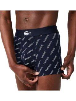 Lot de 3 boxers classiques en coton marine, gris et bleu coupe fermée