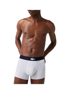 Lot de 3 boxers classiques en coton marine, gris et bleu coupe fermée