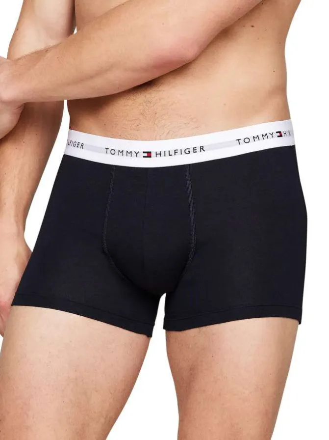 Lot de 3 Boxers classiques en coton marine uni avec tailles colorées