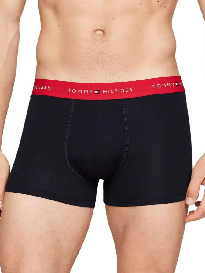 Lot de 3 Boxers classiques en coton marine uni avec tailles colorées