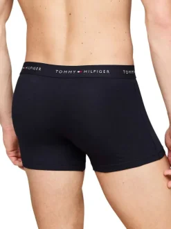Lot de 3 Boxers classiques en coton marine uni avec tailles colorées
