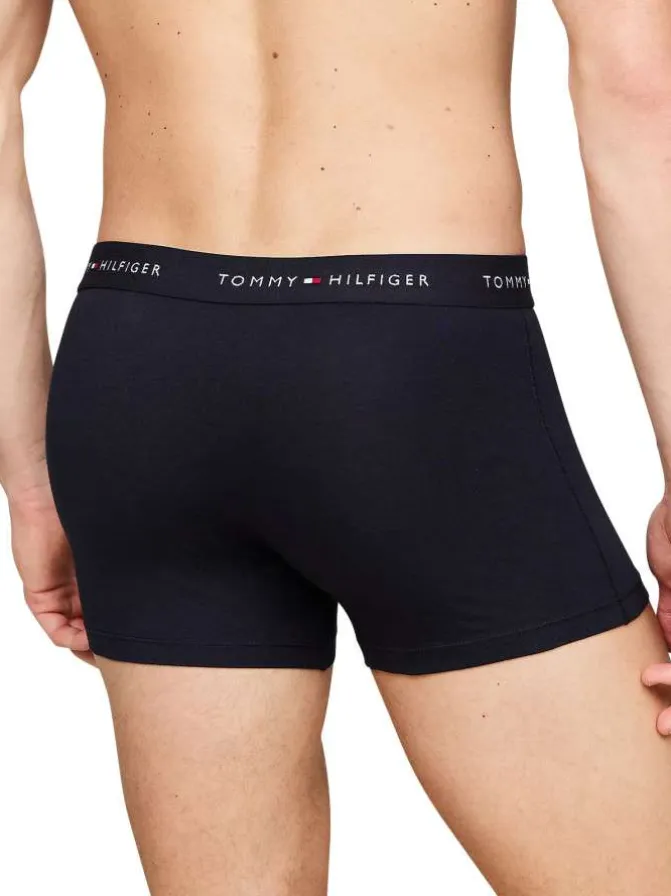 Lot de 3 Boxers classiques en coton marine uni avec tailles colorées