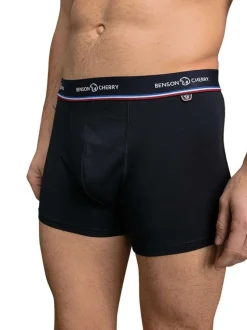 Lot de 2 boxers classiques en coton marine unis avec le nom de la marque