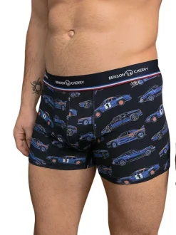 Lot de 2 boxers classiques en coton marine unis avec le nom de la marque