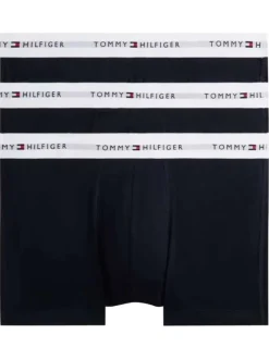 Lot de 3 boxers classiques en coton marine unis pourvus d'une taille élastiquée