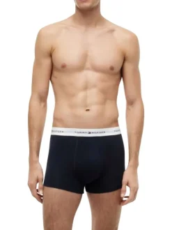 Lot de 3 boxers classiques en coton marine unis pourvus d'une taille élastiquée