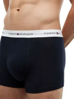 Lot de 3 boxers classiques en coton marine unis pourvus d'une taille élastiquée