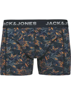 Lot de 3 boxers classiques en coton mélangé marine à motifs et coupe fermée