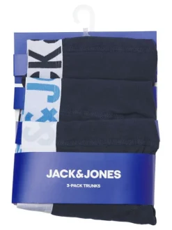 Lot de 3 boxers classiques en coton mélangé marine unis avec une coupe fermée